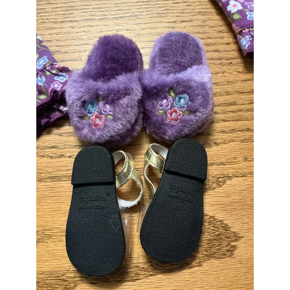 My Twinn Purple Floral Fleece Pajama Set with Matching Doll Outfit and Shoes